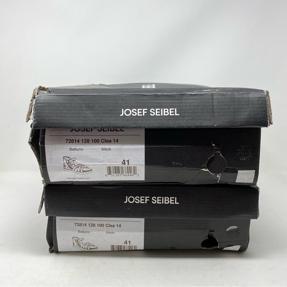 Josef Seibel Clea 14 Black Leather Platform Sandals - Picture 7 of 7